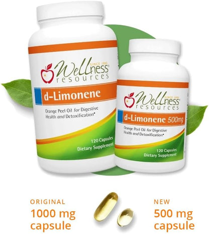 High Potency D-Limonene Capsules 1000Mg, 120 Capsules - Orange Peel Extract for Digestive Health, Heartburn, Acid Reflux, Detoxification