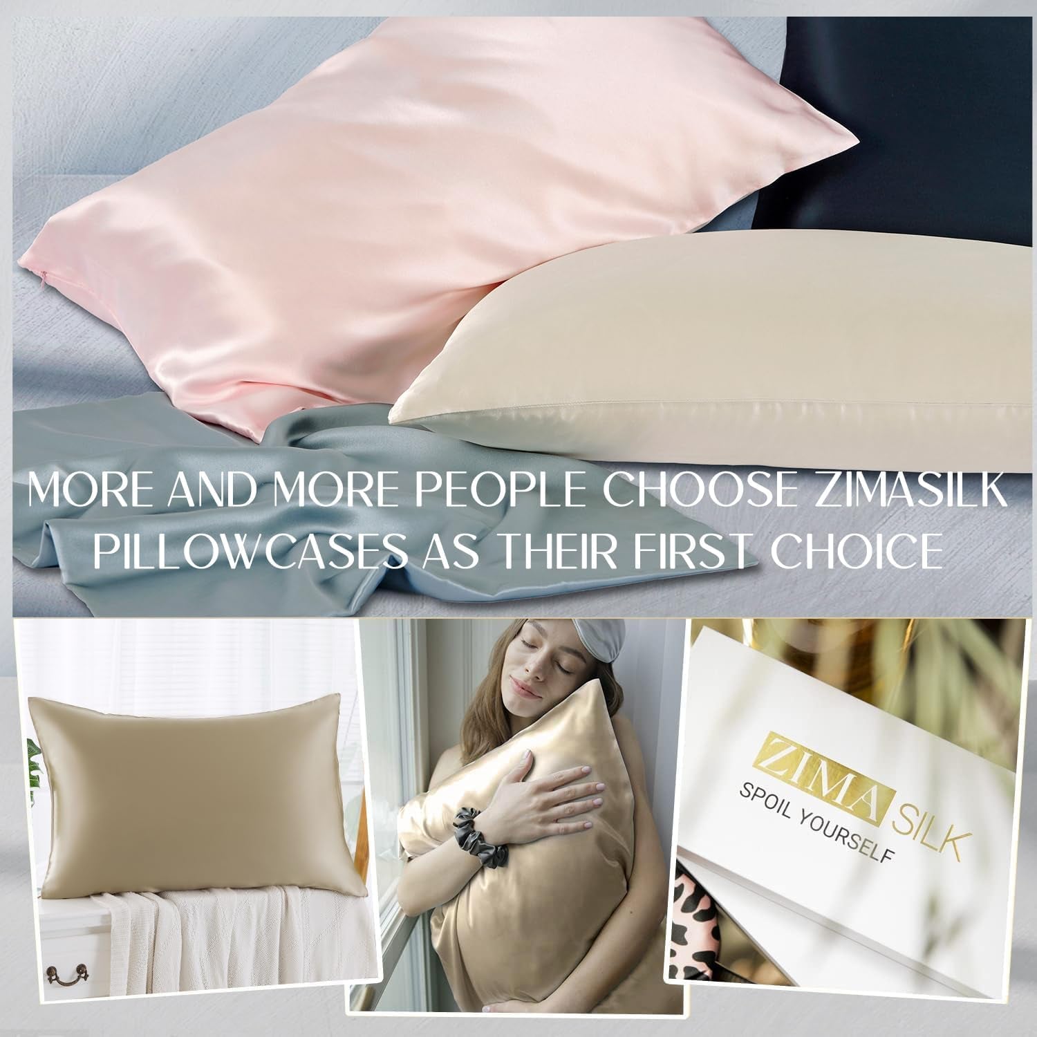 100% Pure Mulberry Silk Pillowcase for Hair and Skin Health, Soft and Smooth, Both Sides Premium Grade 6A Silk, 600 Thread Count, with Hidden Zipper, 1Pc (Queen 20''X30'', Taupe)