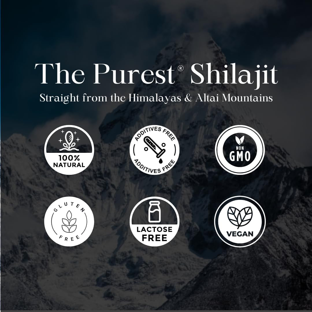 , High Nutritional Potency, Grade a Shilajit Resin with 85+ Plant-Derived Trace Minerals and Fulvic Acid, Energy & Immune Suport for Men and Women, 3Rd Party US Lab Tested (30G)