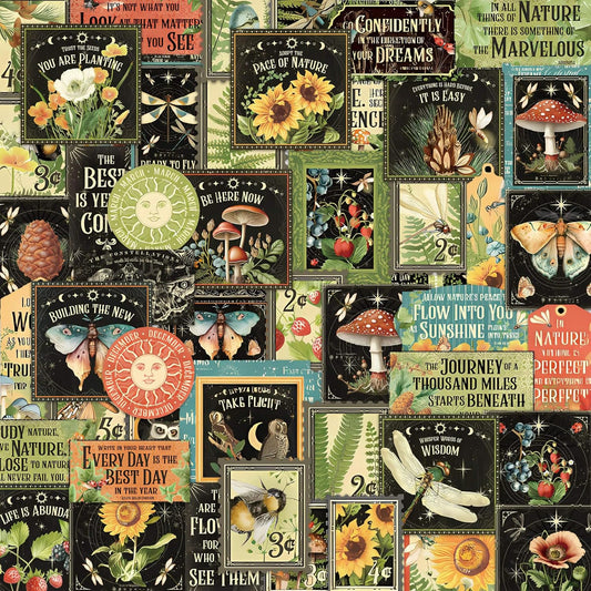 Vintage Cottagecore Nature Stickers for Adults - Botanical Sunflower Mushroom Dragonfly Waterproof Vinyl Stickers | Journal Planner Laptop Waterbottle Scrapbooking Decor