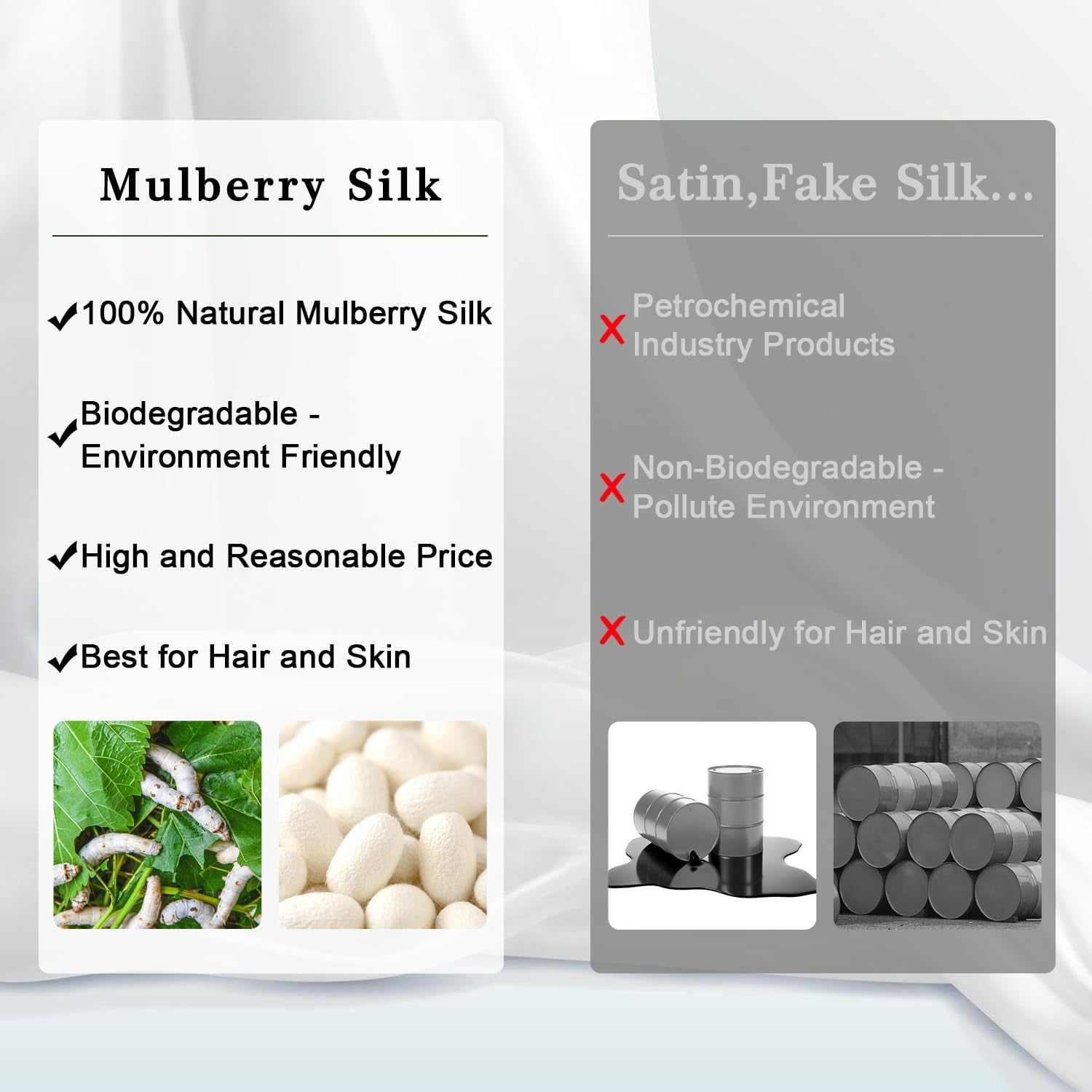 100% Pure Mulberry Silk Pillowcase for Hair and Skin Health, Soft and Smooth, Both Sides Premium Grade 6A Silk, 600 Thread Count, with Hidden Zipper, 1Pc (Queen 20''X30'', Taupe)