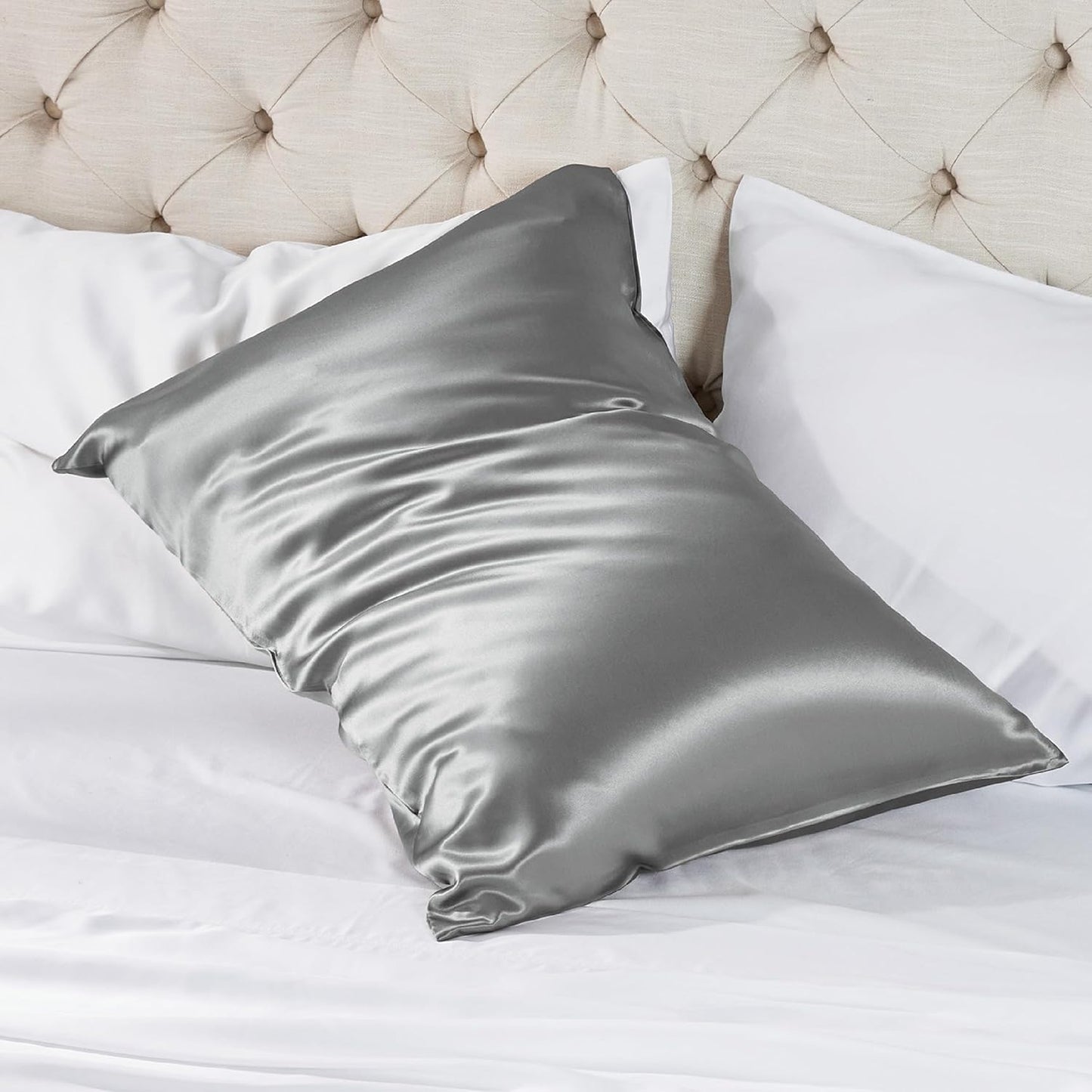 100% Mulberry Silk Pillowcase for Hair and Skin, Dark Grey Silk Pillow Case with Hidden Zipper, Gifts for Women, Standard Size Single Pack,20X26 Inches