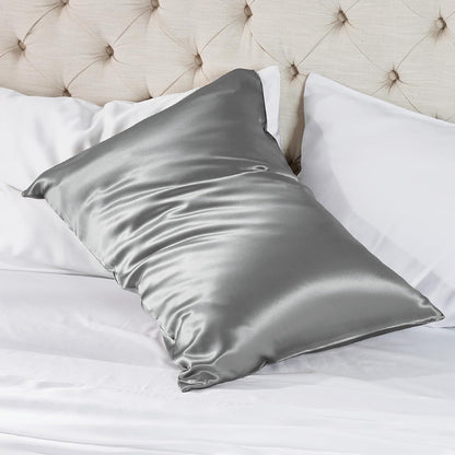 100% Mulberry Silk Pillowcase for Hair and Skin, Dark Grey Silk Pillow Case with Hidden Zipper, Gifts for Women, Standard Size Single Pack,20X26 Inches