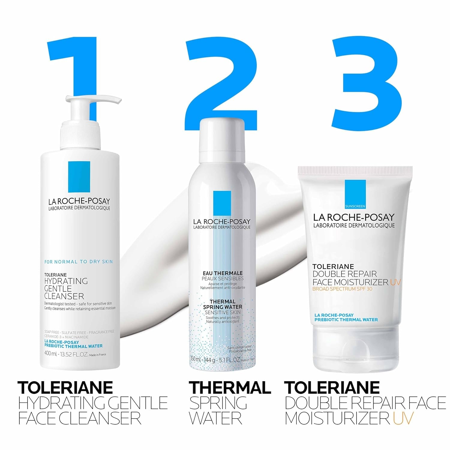 Toleriane Double Repair UV SPF Moisturizer for Face, Daily Facial Moisturizer with Sunscreen SPF 30, Niacinamide and Glycerin, Oil Free, Moisturizing Sun Protection