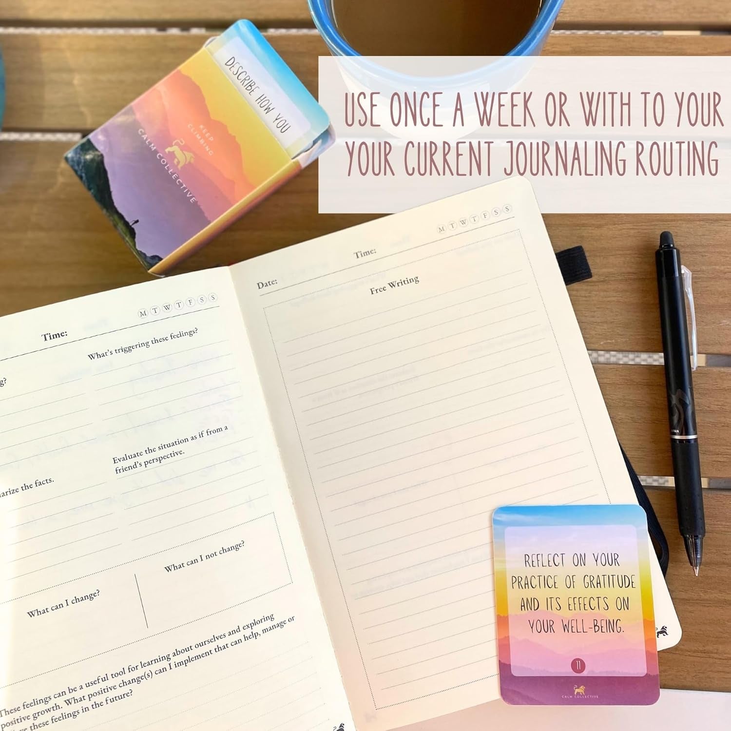 Guided CBT Anxiety Relief Journal for Mental Health Therapy, Mindfulness Self Care Prompt Cards, Wellness Gift Diary Notebook