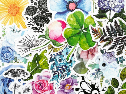 100 Flower Cute Watercolor Stickers Drawn Rose Waterbottle Laptop Vinyl Decals