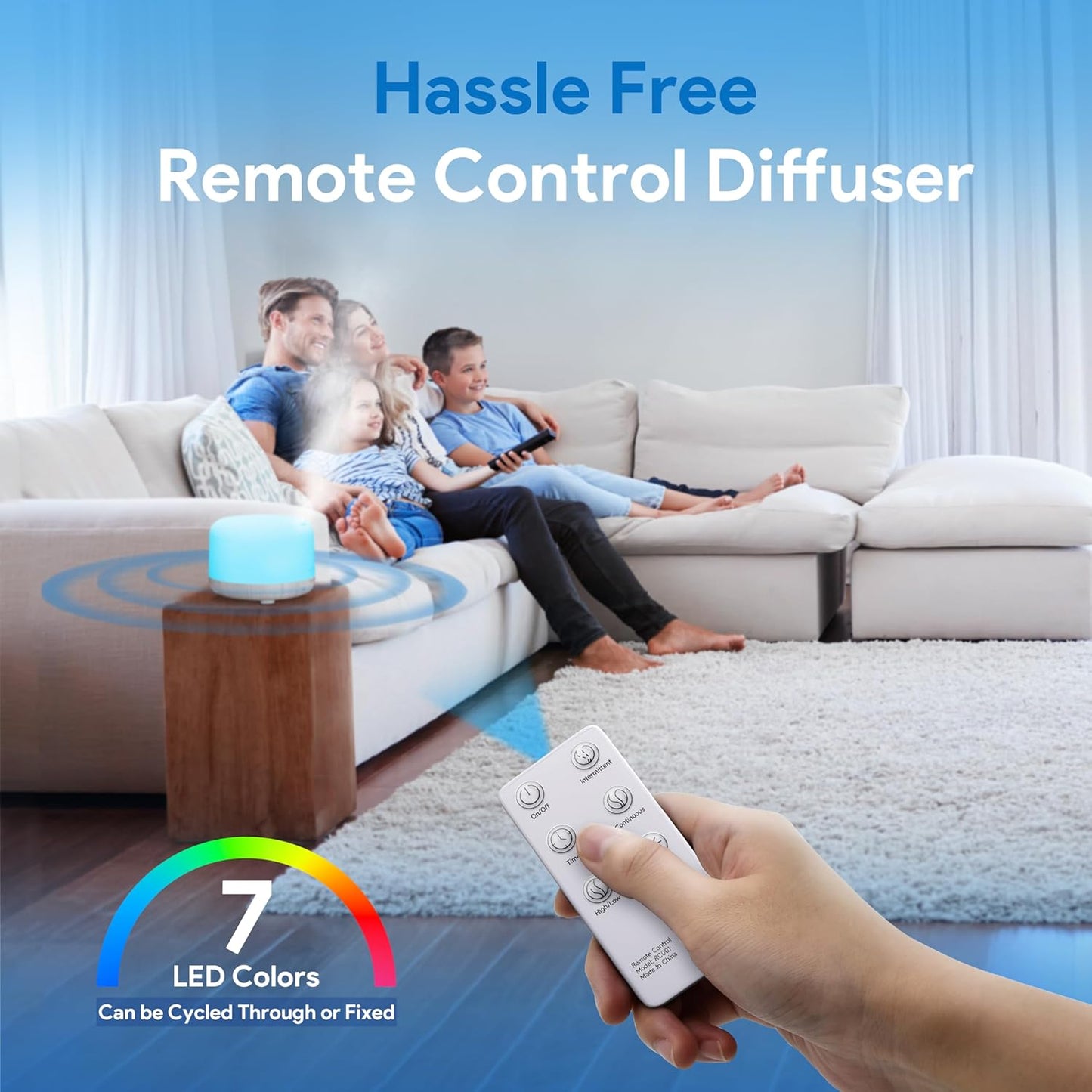 500Ml Premium Essential Oil Diffuser with Remote Control, 5 in 1 Ultrasonic Aromatherapy Fragrant Oil Humidifier Vaporizer, Timer and Auto-Off Switch (White)