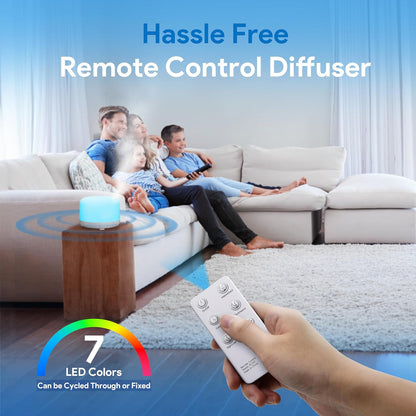 500Ml Premium Essential Oil Diffuser with Remote Control, 5 in 1 Ultrasonic Aromatherapy Fragrant Oil Humidifier Vaporizer, Timer and Auto-Off Switch (White)