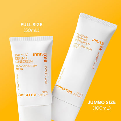 Daily UV Defense SPF 36 – Korean Face Sunscreen, Invisible Finish, Broad Spectrum, No White Cast, Lightweight, Hydrating