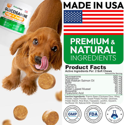 Glucosamine for Dogs - Hip and Joint Supplement for Dogs - 170 Mobility Chews - Glucosamine Chondroitin - MSM - Turmeric - Joint Pain Relief - Advanced Support for Dog Health - Made in USA