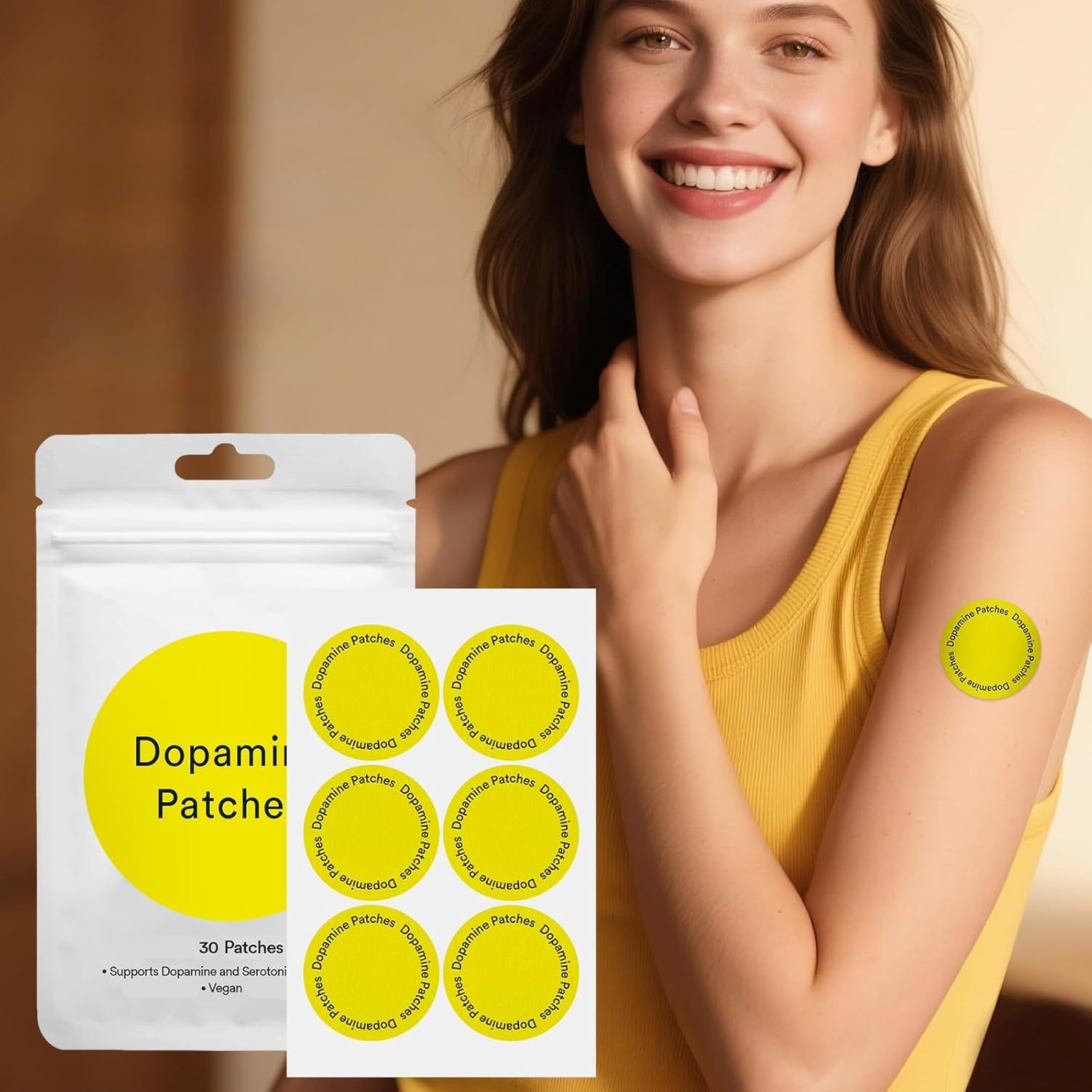 Dopamine Patches - 30 Vegan Patches for Women and Men, Natural Support and Daily Care