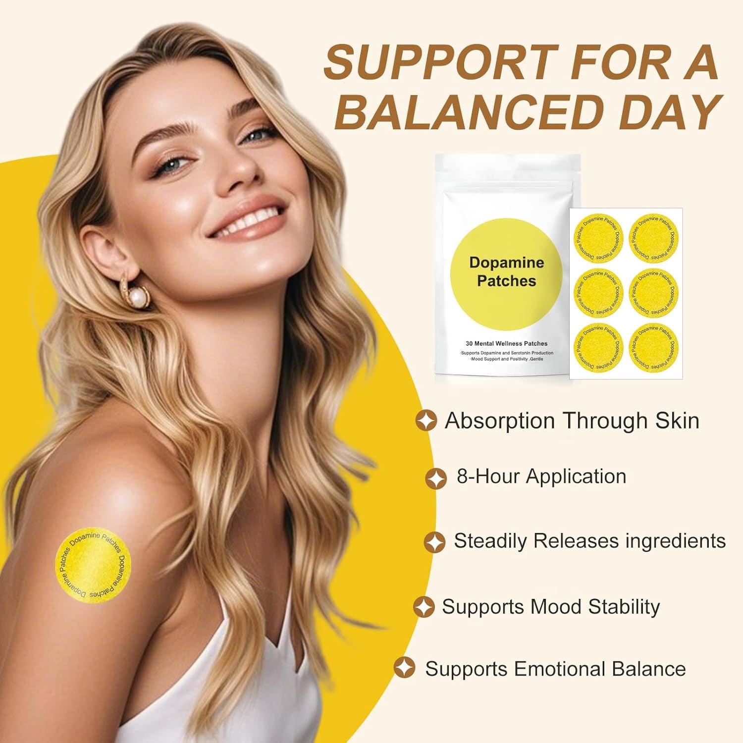 Dopamine Patches-Used for Enhancing Concentration and Maintaining Emotional Stability on a Daily Basis (30 Pack) (1PCS)