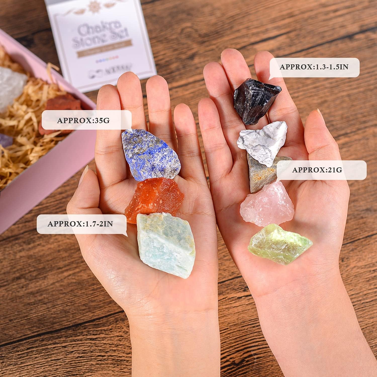 17Pcs Crystals and Healing Stones, 14Pcs Real Raw Chakra Stones Set, Selenite Charging Plate, Amethyst Necklace, Rose Quartz, Mothers Day Gifts, Gift Box, Guide for Beginners, Collection, Meditation, Yoga