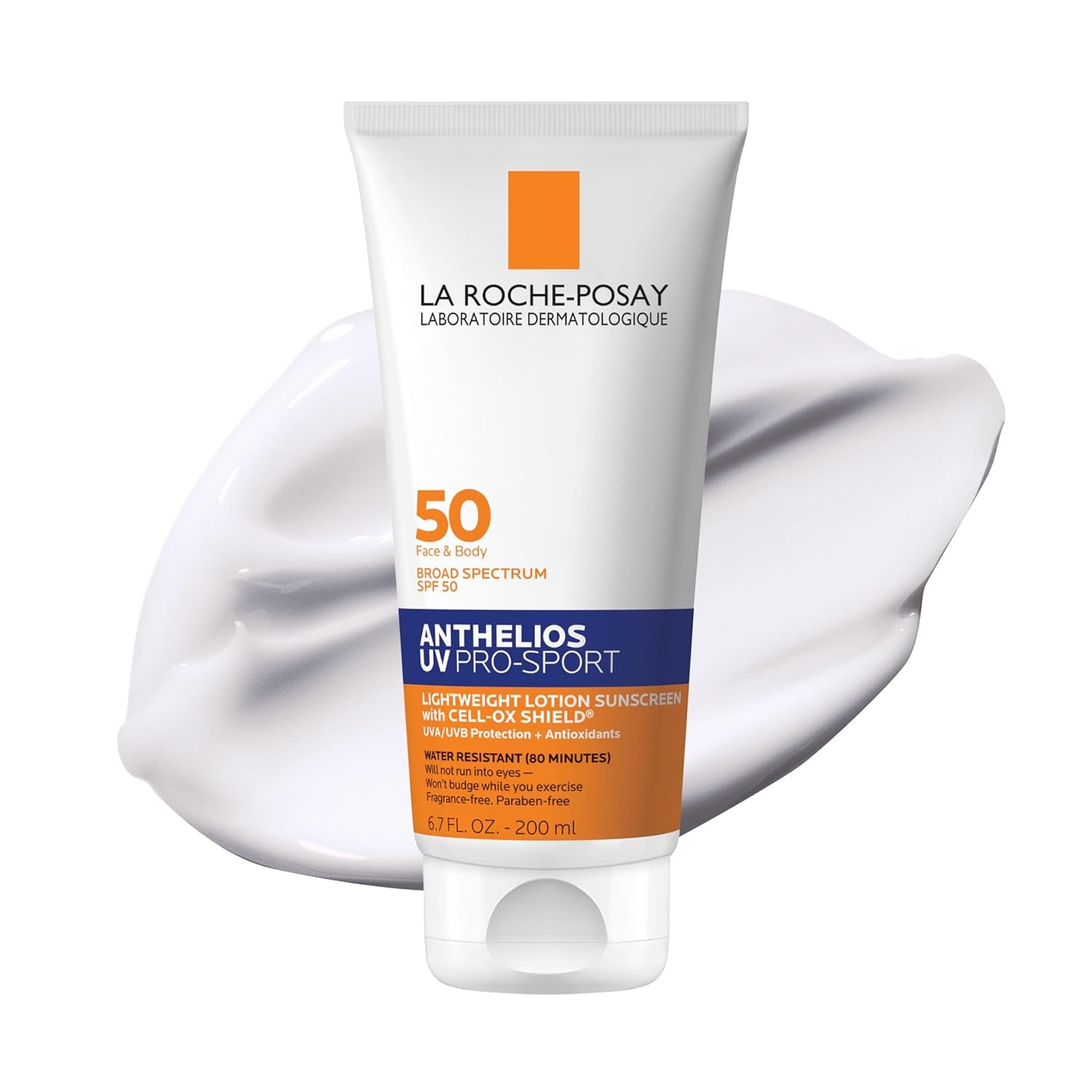 La Roche-Posay Anthelios UV Pro-Sport SPF 50 Sunscreen for Face & Body, Water & Sweat Resistant with Non-Drip Formula, Invisible Broad Spectrum Sunscreen Lotion, Lightweight & Breathable