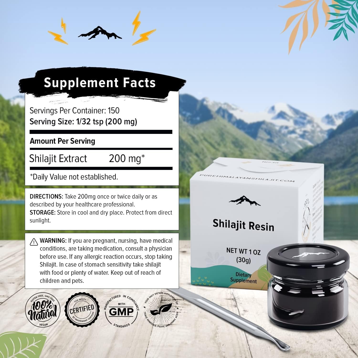 , High Nutritional Potency, Grade a Shilajit Resin with 85+ Plant-Derived Trace Minerals and Fulvic Acid, Energy & Immune Suport for Men and Women, 3Rd Party US Lab Tested (30G)