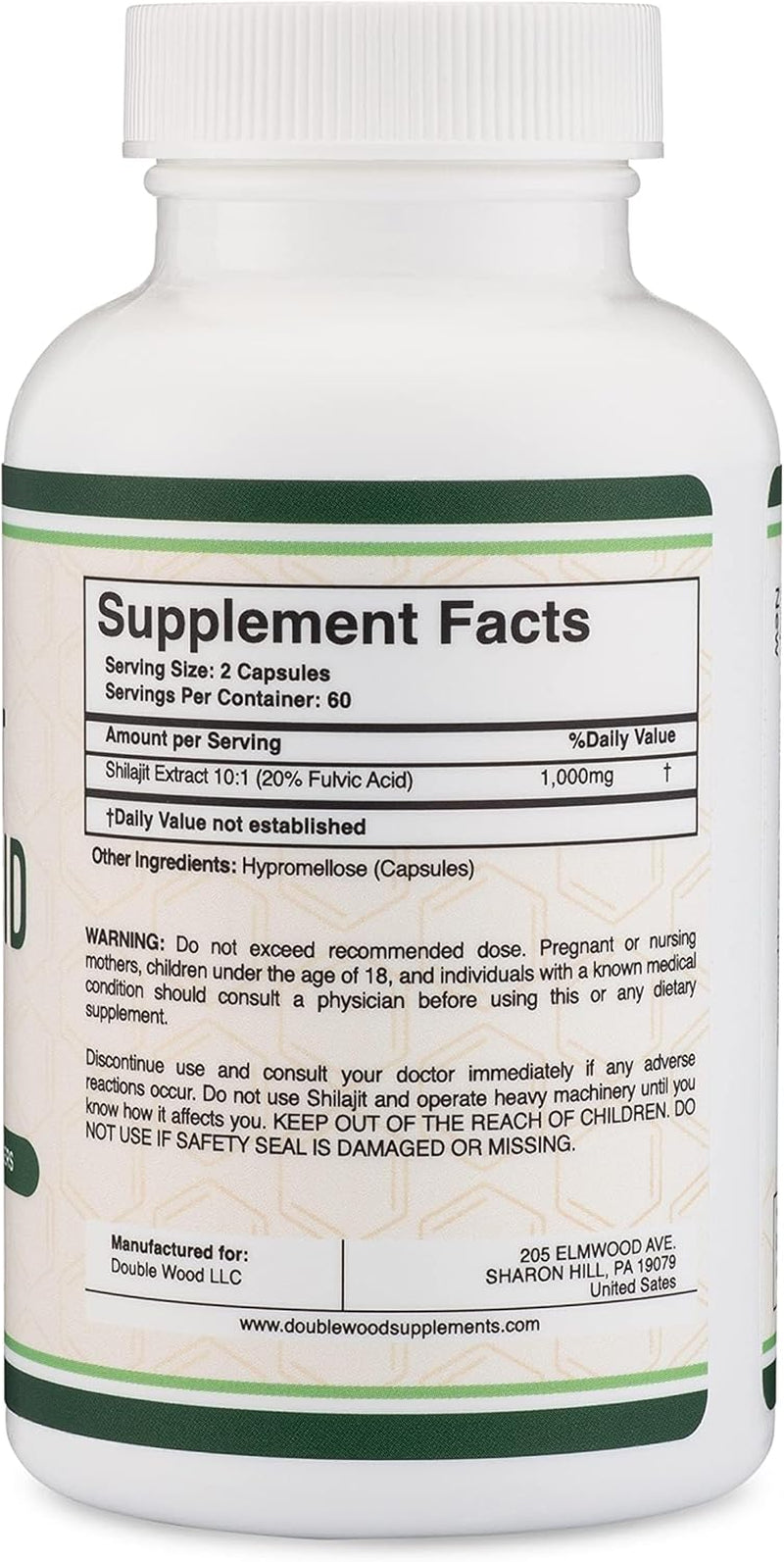 Shilajit Pure Himalayan Capsules (20% Fulvic Acid Supplement) 1,000Mg of Authentic Shilajit Extract per Serving, 120 Count (High in Trace Minerals, No Fillers) by Double Wood