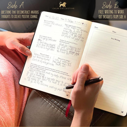 Guided CBT Anxiety Relief Journal for Mental Health Therapy, Mindfulness Self Care Prompt Cards, Wellness Gift Diary Notebook