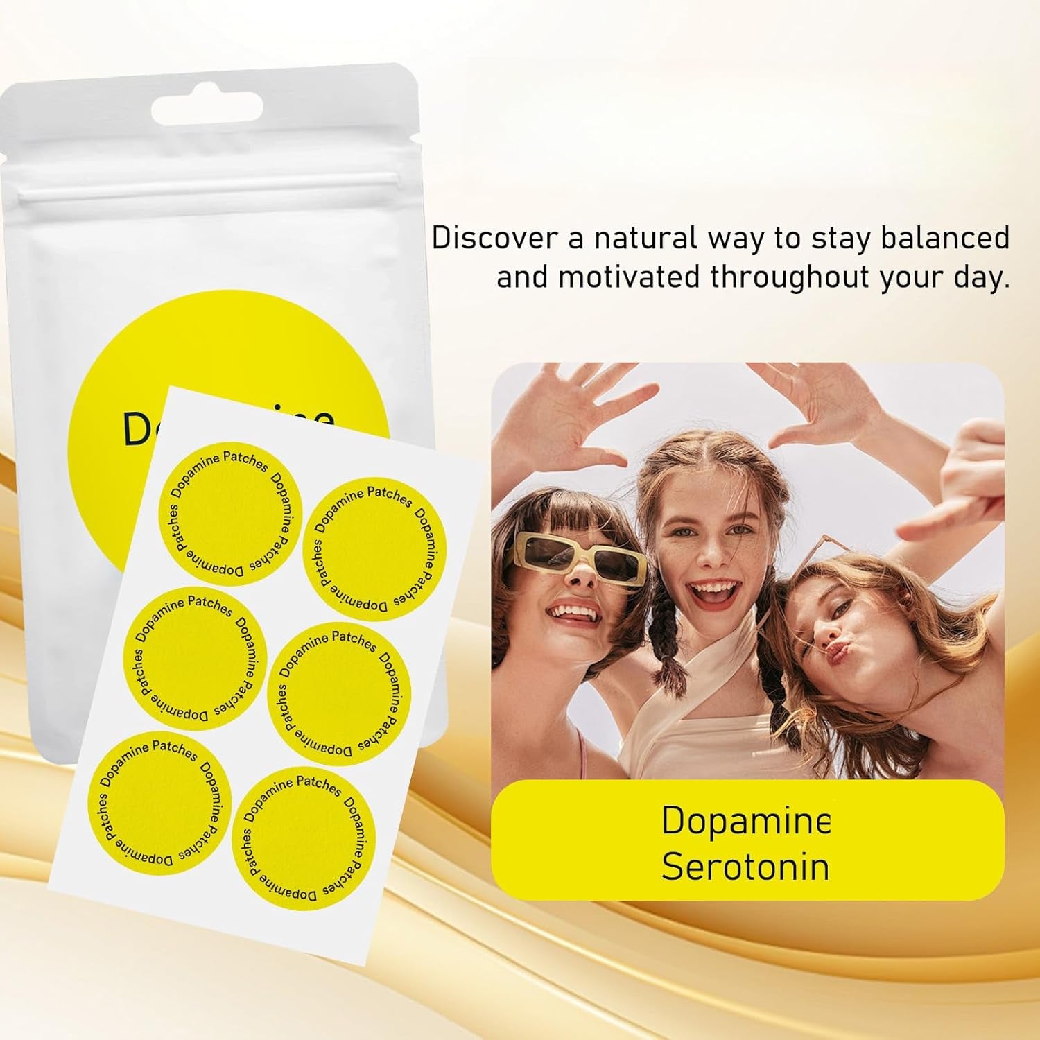 Dopamine Patches - 30 Vegan Patches for Women and Men, Natural Support and Daily Care