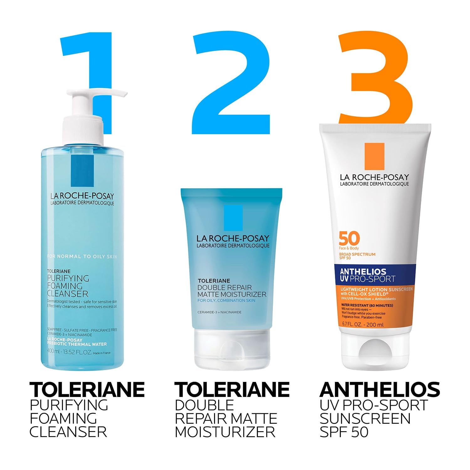 La Roche-Posay Anthelios UV Pro-Sport SPF 50 Sunscreen for Face & Body, Water & Sweat Resistant with Non-Drip Formula, Invisible Broad Spectrum Sunscreen Lotion, Lightweight & Breathable