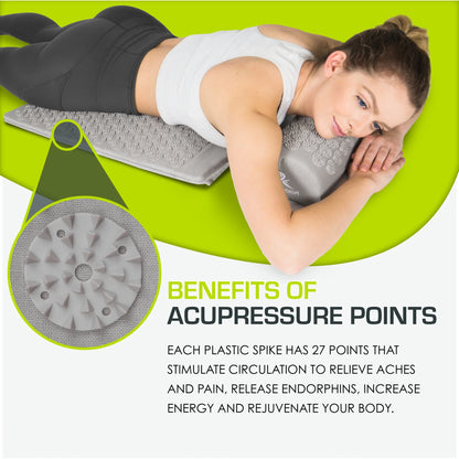 Acupressure Mat and Pillow Set for Back/Neck Pain Relief and Muscle Relaxation