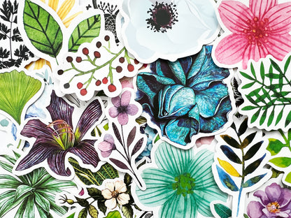 100 Flower Cute Watercolor Stickers Drawn Rose Waterbottle Laptop Vinyl Decals