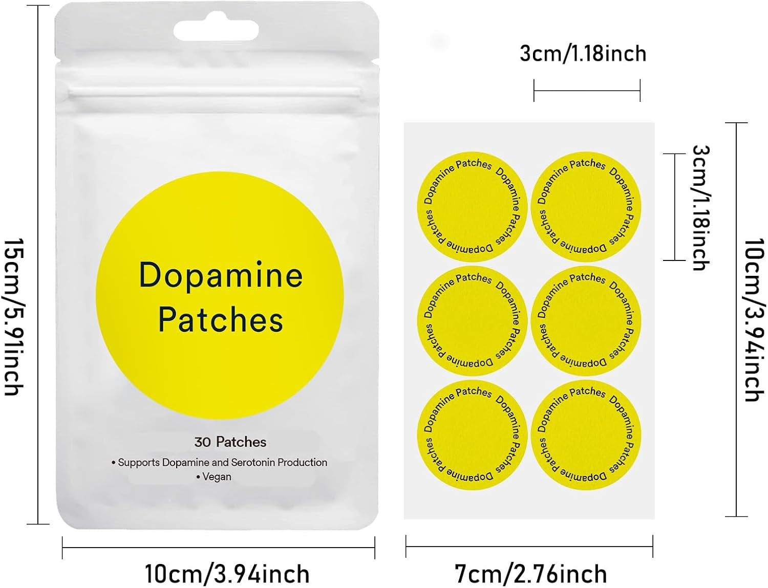 Dopamine Patches - 30 Vegan Patches for Women and Men, Natural Support and Daily Care