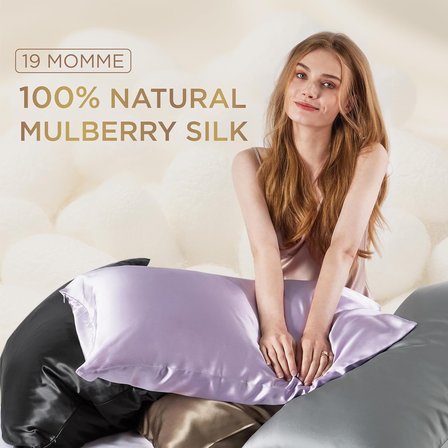 100% Mulberry Silk Pillowcase for Hair and Skin, Dark Grey Silk Pillow Case with Hidden Zipper, Gifts for Women, Standard Size Single Pack,20X26 Inches