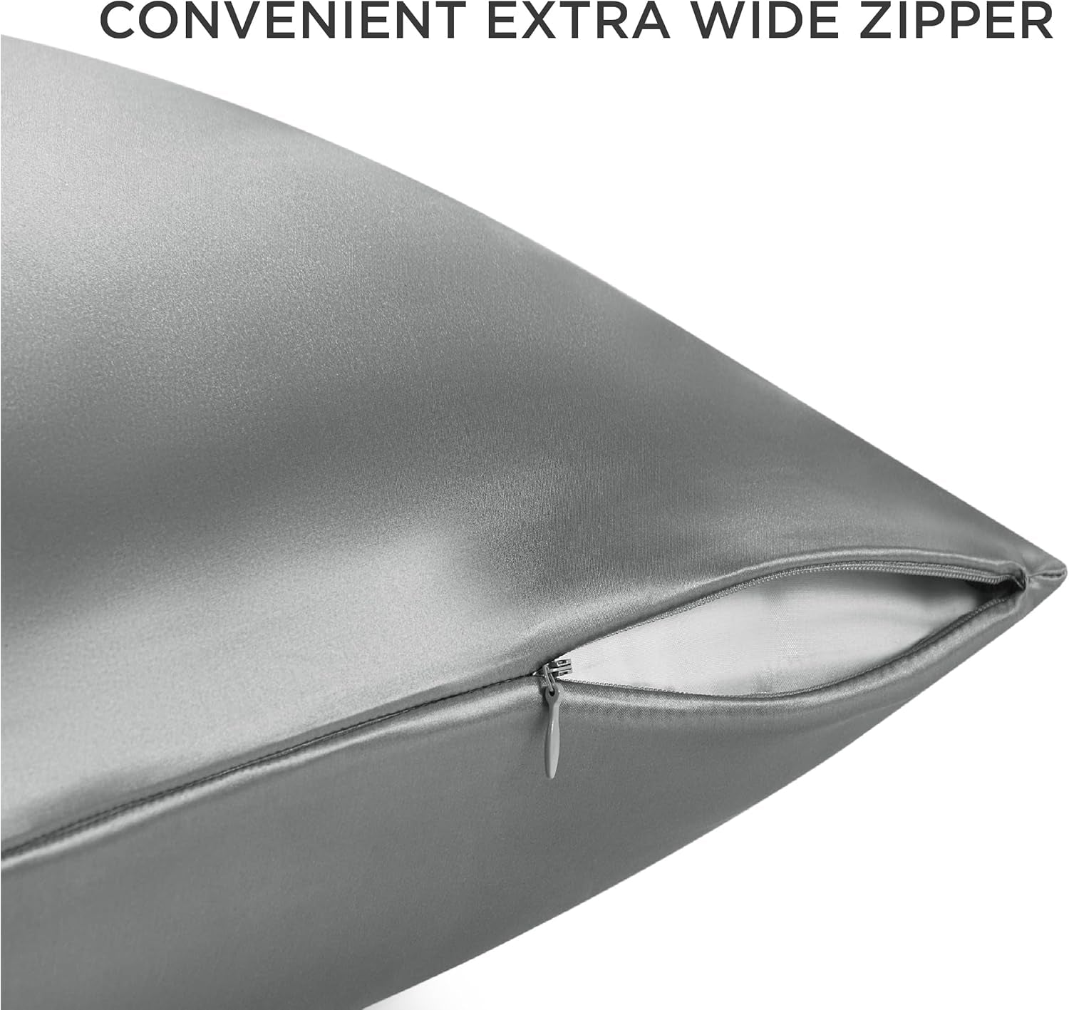 100% Mulberry Silk Pillowcase for Hair and Skin, Dark Grey Silk Pillow Case with Hidden Zipper, Gifts for Women, Standard Size Single Pack,20X26 Inches
