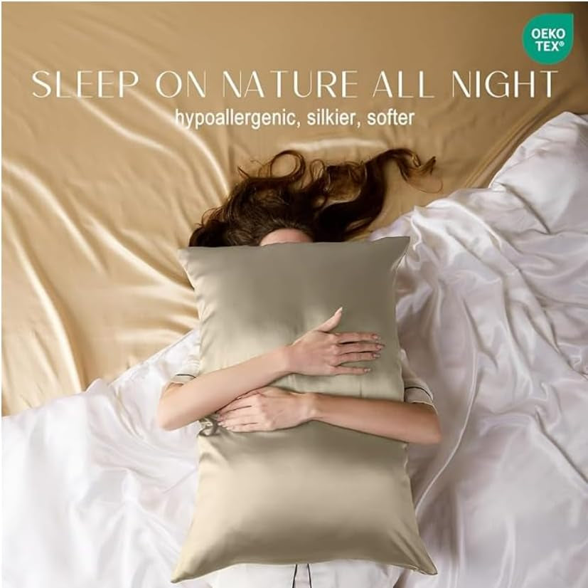 100% Pure Mulberry Silk Pillowcase for Hair and Skin Health, Soft and Smooth, Both Sides Premium Grade 6A Silk, 600 Thread Count, with Hidden Zipper, 1Pc (Queen 20''X30'', Taupe)