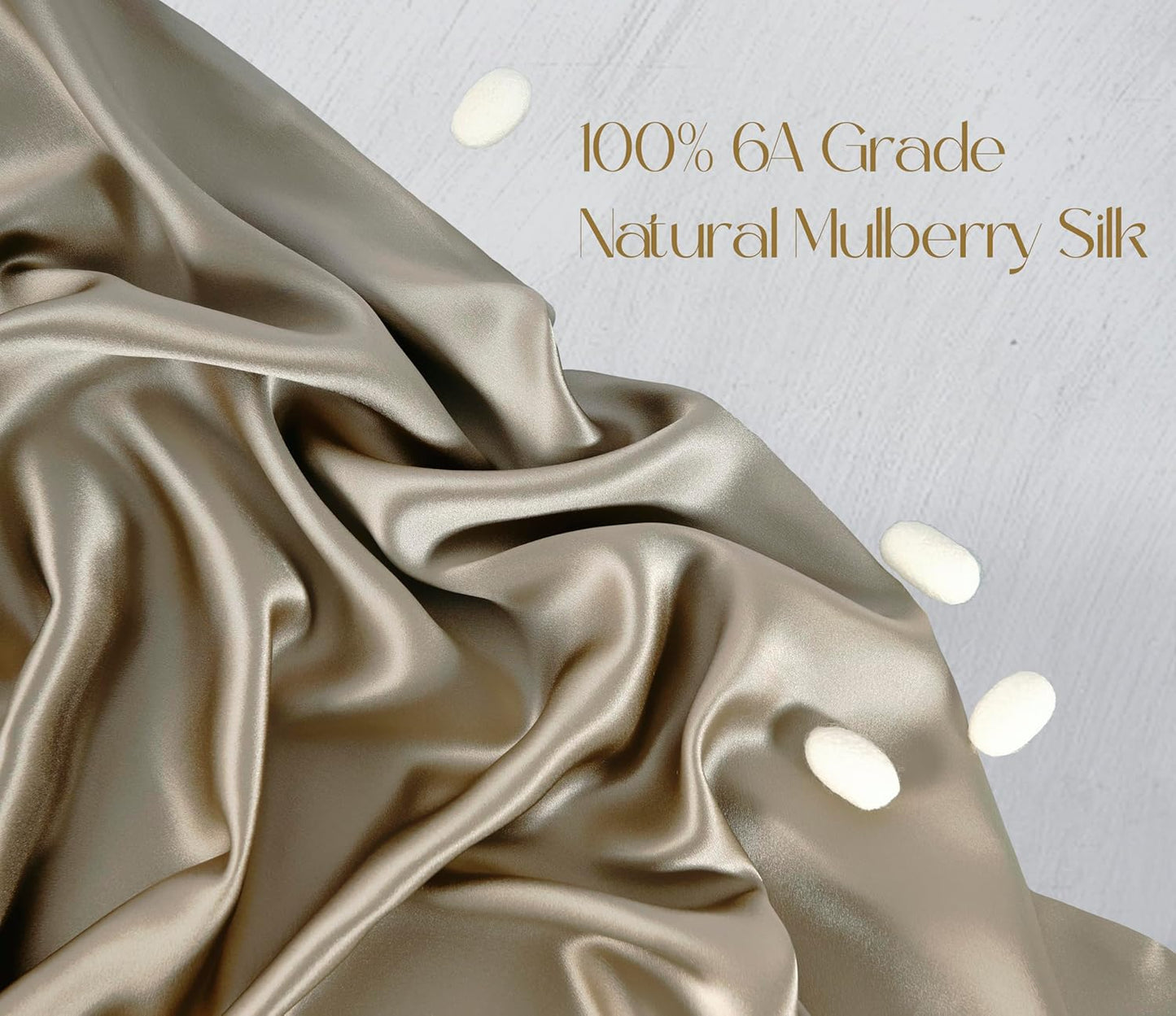 100% Pure Mulberry Silk Pillowcase for Hair and Skin Health, Soft and Smooth, Both Sides Premium Grade 6A Silk, 600 Thread Count, with Hidden Zipper, 1Pc (Queen 20''X30'', Taupe)