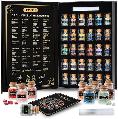 Healing Crystals in Jars 30 PCS - Crystals for Witchcraft - Real Witch Crystals in a Bottle - Altar Witchcraft Stones - Crystal Witchcraft Supplies - Mini Gemstones - Wiccan Supply Tool