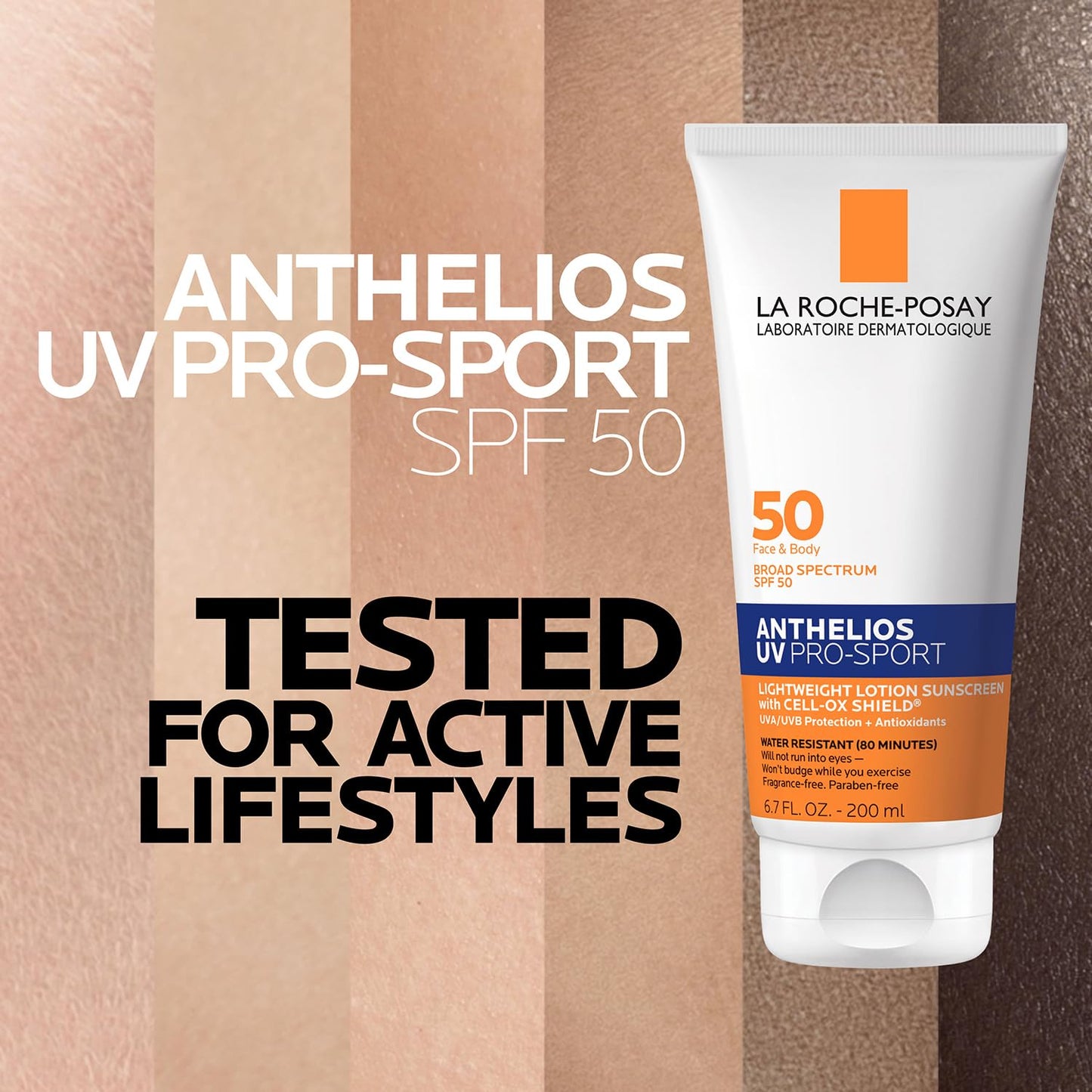 La Roche-Posay Anthelios UV Pro-Sport SPF 50 Sunscreen for Face & Body, Water & Sweat Resistant with Non-Drip Formula, Invisible Broad Spectrum Sunscreen Lotion, Lightweight & Breathable