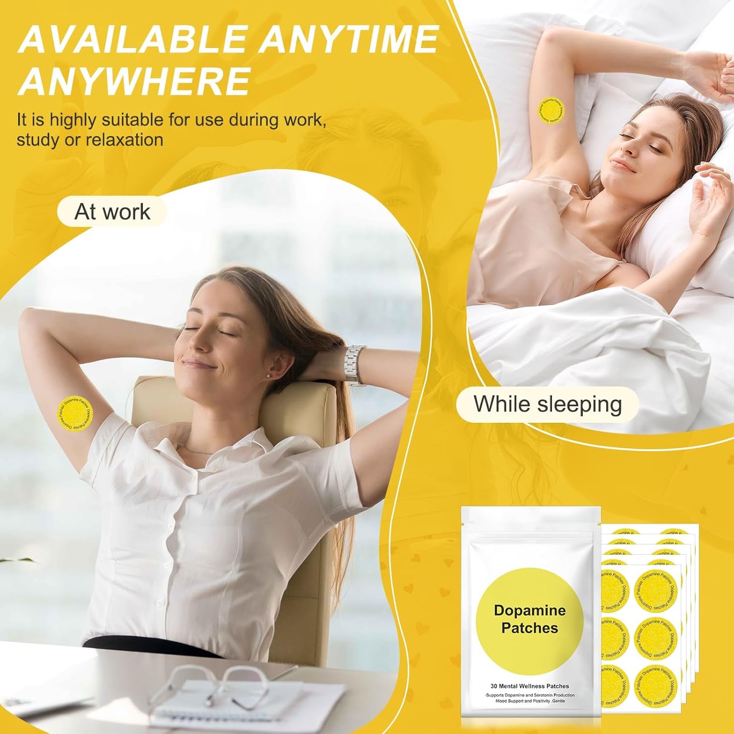 Dopamine Patches-Used for Enhancing Concentration and Maintaining Emotional Stability on a Daily Basis (30 Pack) (1PCS)