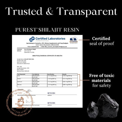 , High Nutritional Potency, Grade a Shilajit Resin with 85+ Plant-Derived Trace Minerals and Fulvic Acid, Energy & Immune Suport for Men and Women, 3Rd Party US Lab Tested (30G)