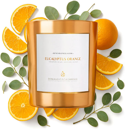 Eucalyptus Orange Wood Wick Candles | Soy Scented Candles for Home | Gifts for Women and Men | Home Fragrance | Aromatherapy | Shelf Decor, Bathroom Freshener | 8Oz, 45 Hour Burn